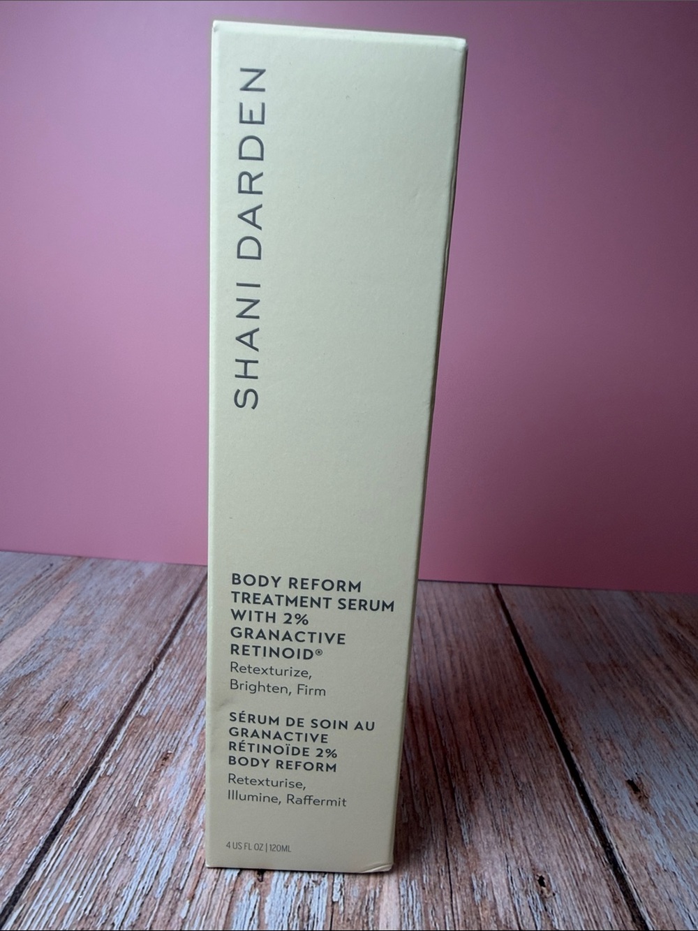 Shani Darden Body Reform Treatment Serum - Cream Box with Pink Backdrop